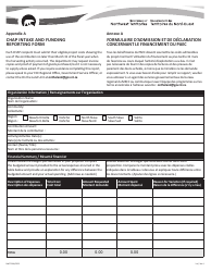 Document preview: Form NWT9326 Appendix A Chap Intake and Funding Reporting Form - Northwest Territories, Canada (English/French)