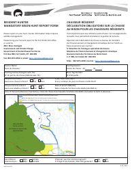 Form NWT9033 Resident Hunter Mandatory Bison Hunt Report Form - Northwest Territories, Canada (English/French)