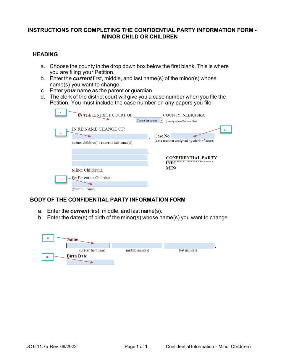 Download Instructions for Form DC6:11.7 Confidential Party Information ...