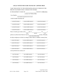 Document preview: Form DC6:11.2 Legal Notice for Name Change of a Minor Child - Nebraska