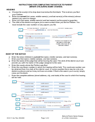Document preview: Instructions for Form DC6:11.4 Notice to Parent (Minor Child(Ren) Name Change) - Nebraska