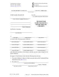 Form DC6:11.1 Petition for Name Change of a Minor Child or Children - Nebraska