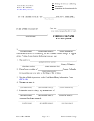 Form DC6:9.1 Petition for Name Change (Adult) - Nebraska