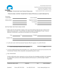 Document preview: Form BCP3 Processing Centre Transportation Approval/Claim Form - Northwest Territories, Canada