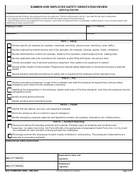 Document preview: AE Form 690-308A Summer-Hire Employee Safety Orientation Review