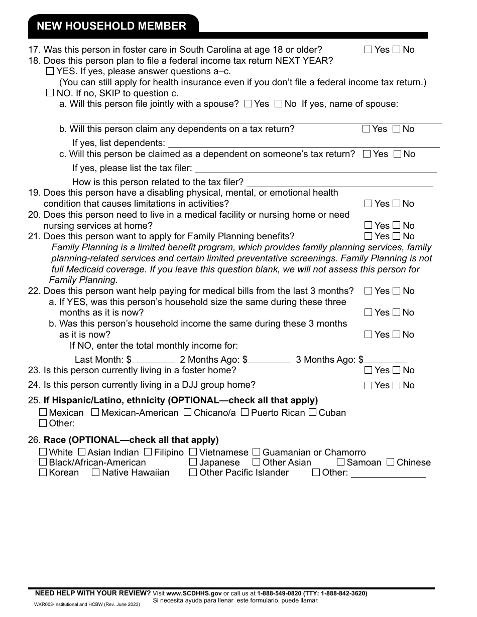 Form WKR003 Annual Review Form - Institutional and Hcbw - South Carolina, Page 10