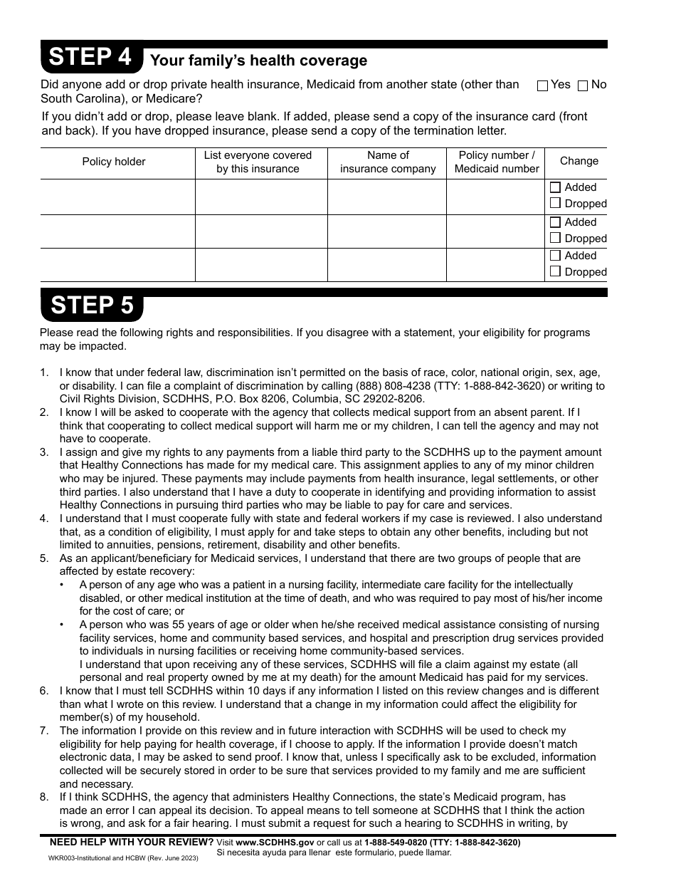 Form WKR003 Annual Review Form - Institutional and Hcbw - South Carolina, Page 11