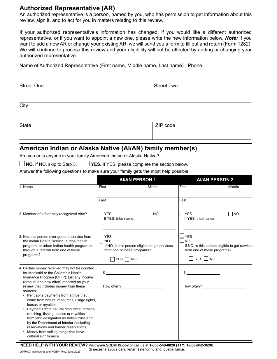 Form WKR003 Annual Review Form - Institutional and Hcbw - South Carolina, Page 4