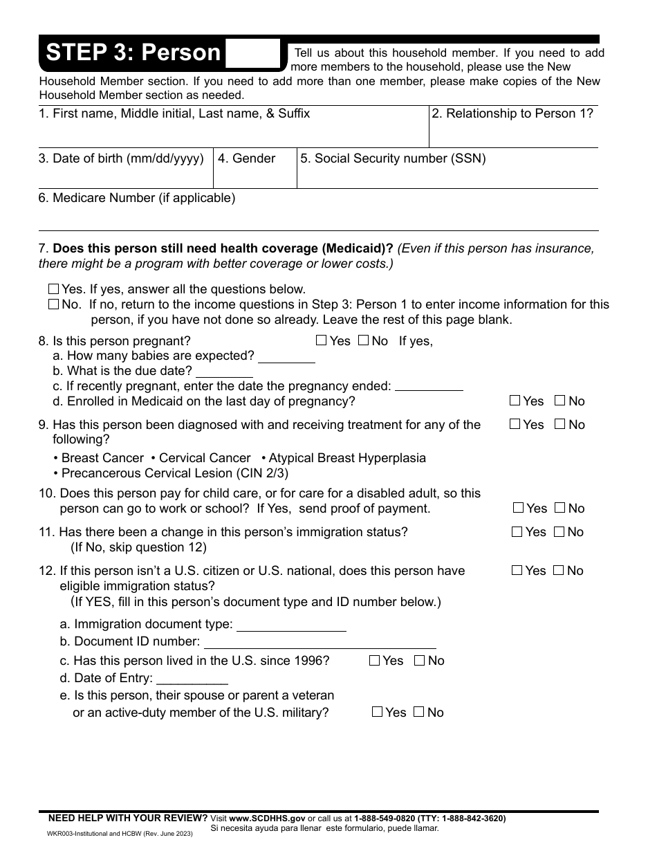Form WKR003 Annual Review Form - Institutional and Hcbw - South Carolina, Page 8