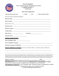 Document preview: Alarm Permit Application - City of Cleveland, Ohio
