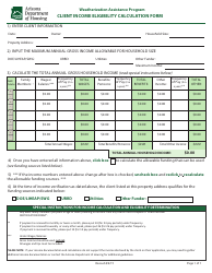 Document preview: Client Income Eligibility Calculation Form - Weatherization Assistance Program - Arizona