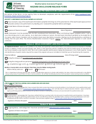 Document preview: Hazard Disclosure Release Form - Weatherization Assistance Program - Arizona