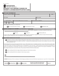 Form DL-32 Request for Gender Change on Driver&#039;s License/Identification Card - Pennsylvania