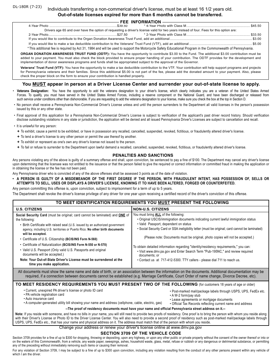 Form DL-180R Download Fillable PDF or Fill Online Application for ...