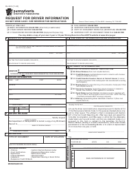 Document preview: Form DL-503 Request for Driver Information - Pennsylvania