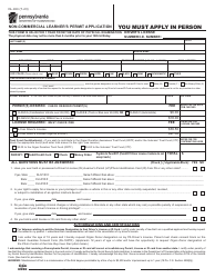 Form DL-180 Non-commercial Learner&#039;s Permit Application - Pennsylvania