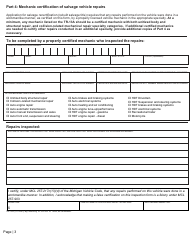 Form TR-13A Application for Salvage Vehicle Inspection - Michigan, Page 3