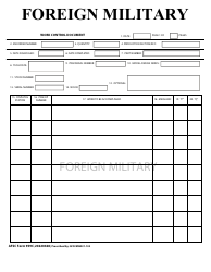 AFSC Form 959C Foreign Military - Work Control Document