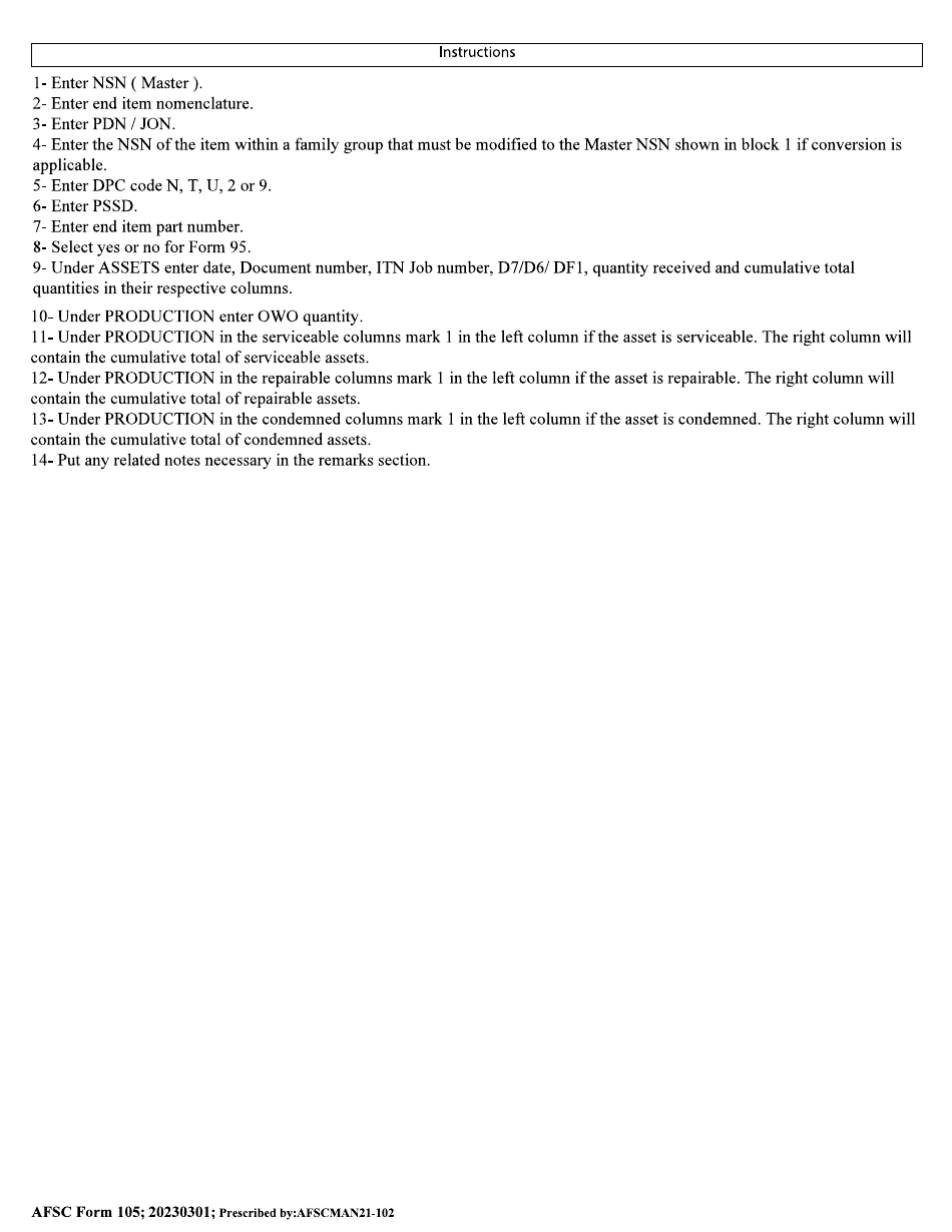 AFSC Form 105 Workload Record, Page 3