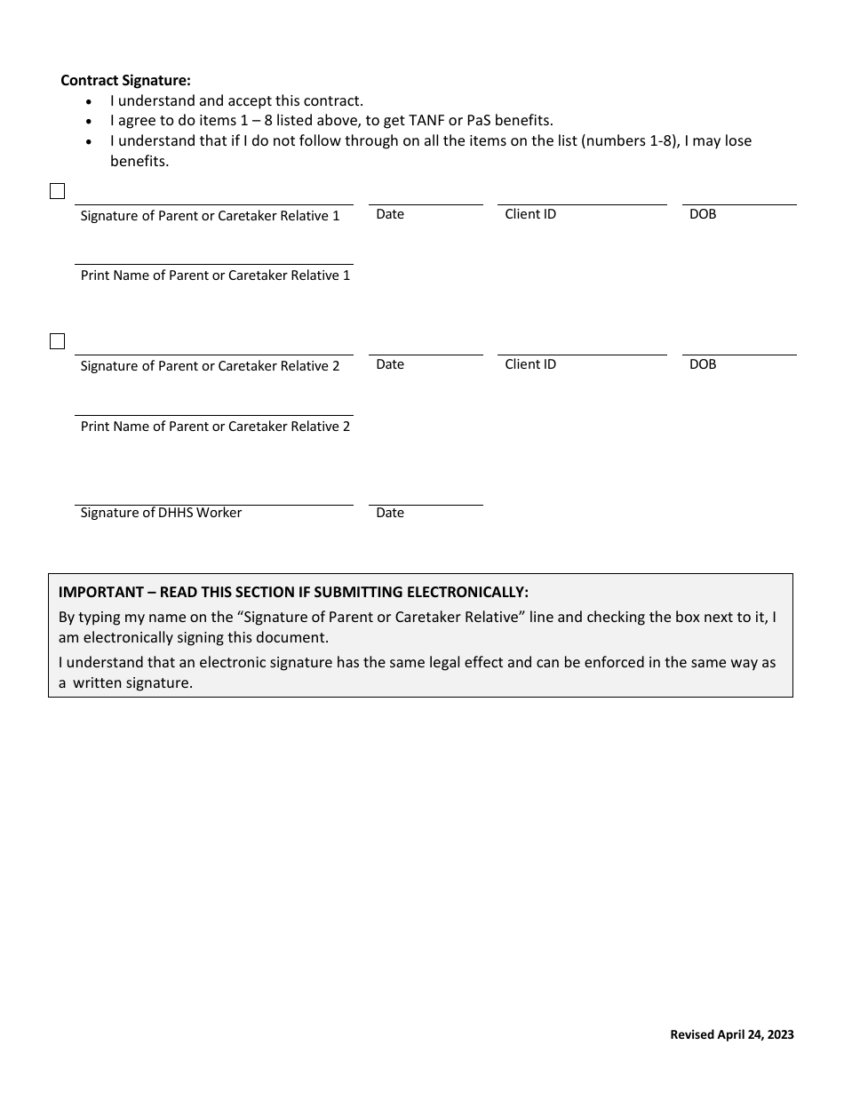 Family Contract for TANF and Pas - Action Required - Maine, Page 2