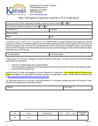Document preview: New Chemigation Equipment Operator (Ceo) Application - Kansas