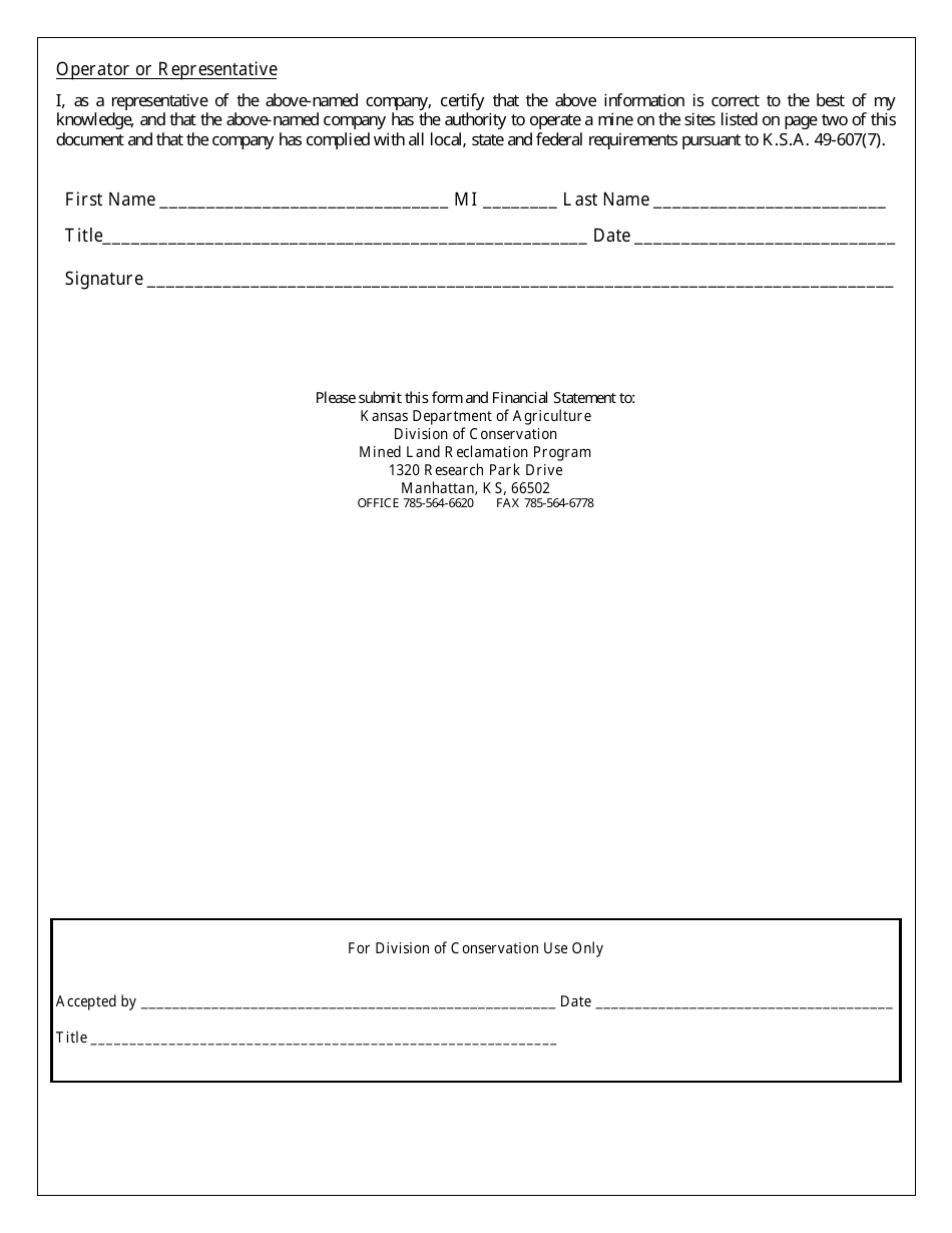Form LR-4D Assignment of Corporate Demonstration - Mined Land Reclamation Program - Kansas, Page 3