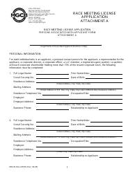 Form MGCB-RAL-4059A Attachment A Race Meeting License Application - Persons Associated With Applicant Form - Michigan