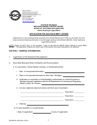 Document preview: Form MGCB-RAL-4059 Application for Race Meet License - Michigan, 2024