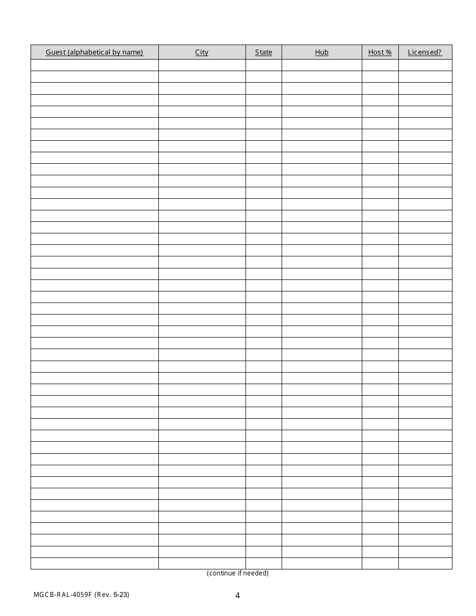 Form MGCB-RAL-4059F Attachment F Race Meeting License Application - Interstate Export Simulcast Associations Form - Michigan, Page 4
