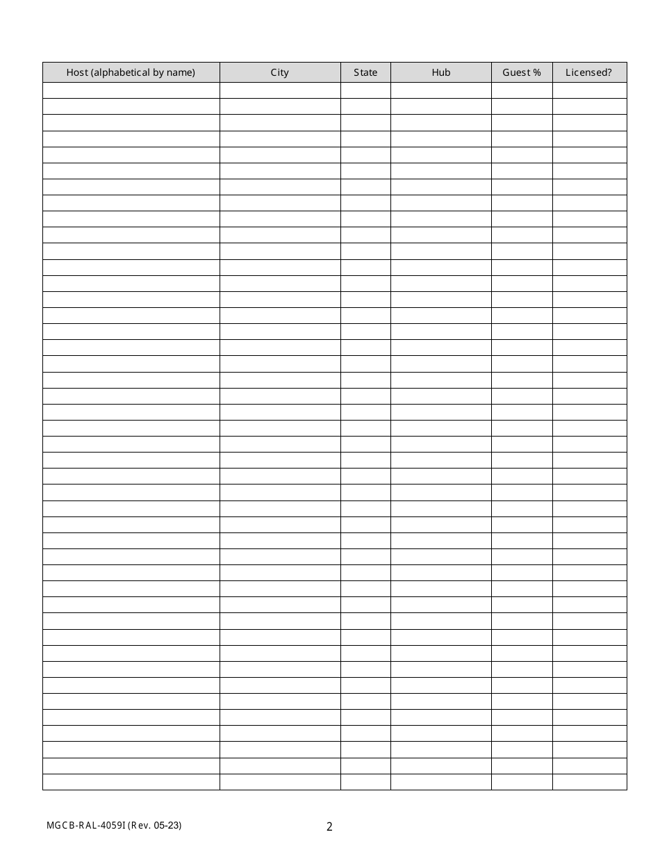 Form MGCB-RAL-4059I Attachment I Race Meeting License Application - Interstate Import Simulcast Associations Form - Michigan, Page 2