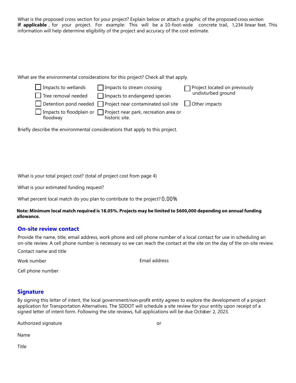 Transportation Alternatives Letter of Intent - South Dakota, Page 3