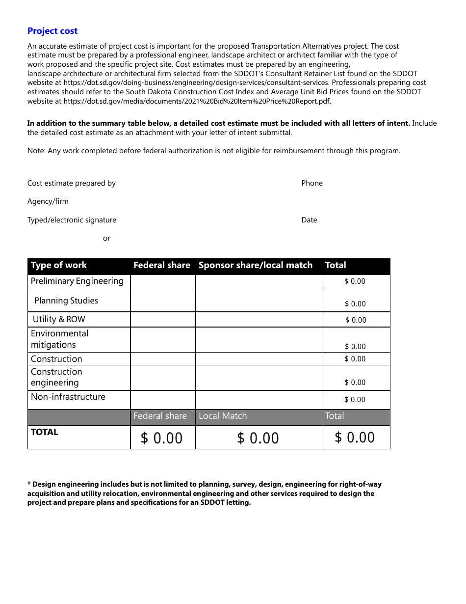 Transportation Alternatives Letter of Intent - South Dakota, Page 4