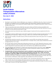 Document preview: Transportation Alternatives Letter of Intent - South Dakota, 2024