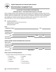 Document preview: Discrimination Complaint Form - Virginia