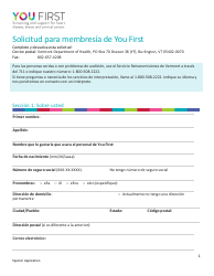 Solicitud Para Membresia De You First - Vermont (Spanish)