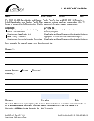 Document preview: Form DOC07-037 Classification Appeal - Washington
