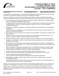 Document preview: Form DOC14-035ES Acknowledgment of Drugalcohol Testing - Field - Washington (English/Spanish)