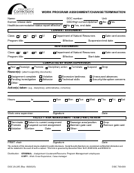 Document preview: Form DOC20-235 Work Program Assignment/Change/Termination - Washington