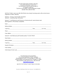 Form ADMIN-501C Fluoride in Well Water Order Form for Families With Children Under the Age of 4 - Vermont