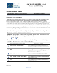 Self-identification Form - Race and Ethnicity - First-Time Homebuyer Program - City of San Diego, California