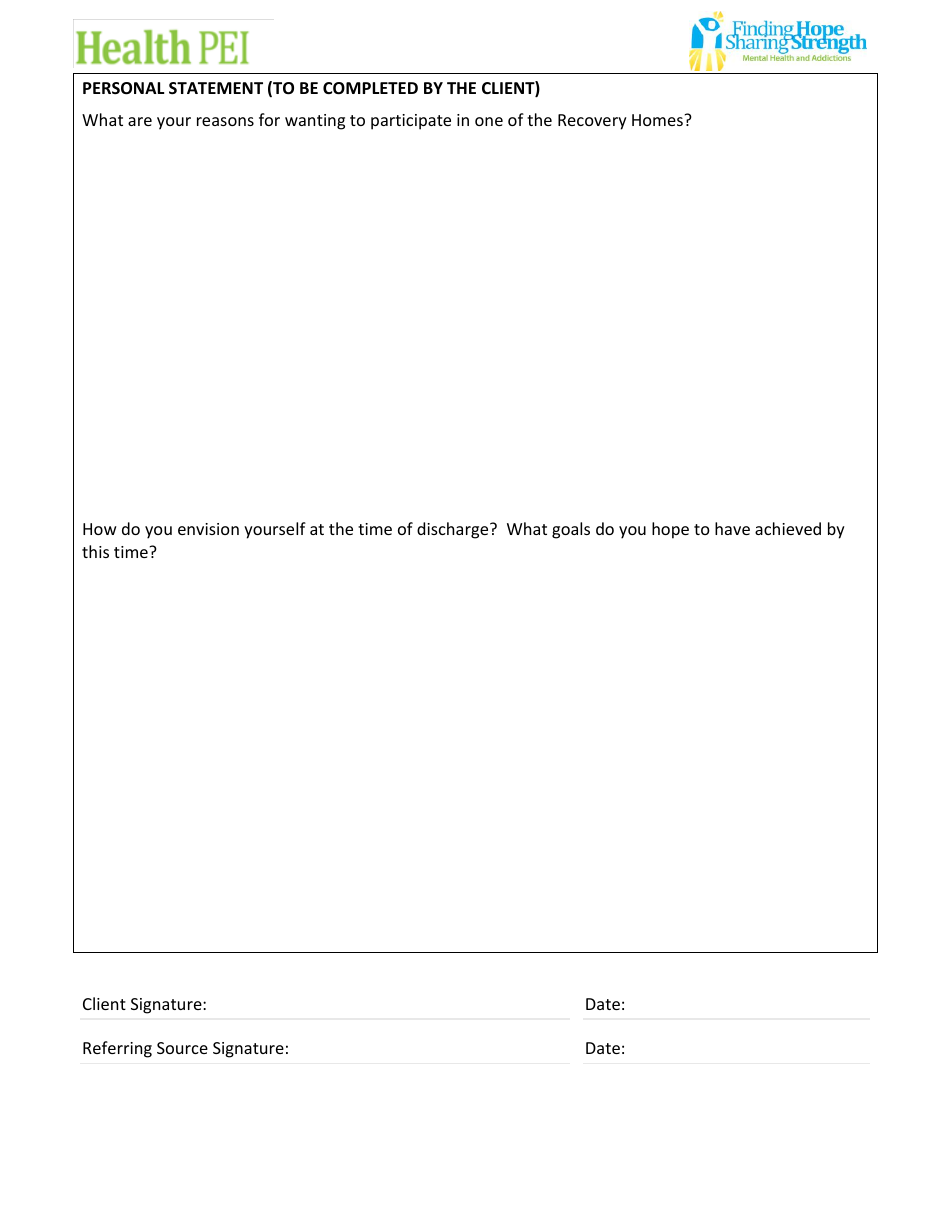 Recovery Homes Referral Form - Prince Edward Island, Canada, Page 4