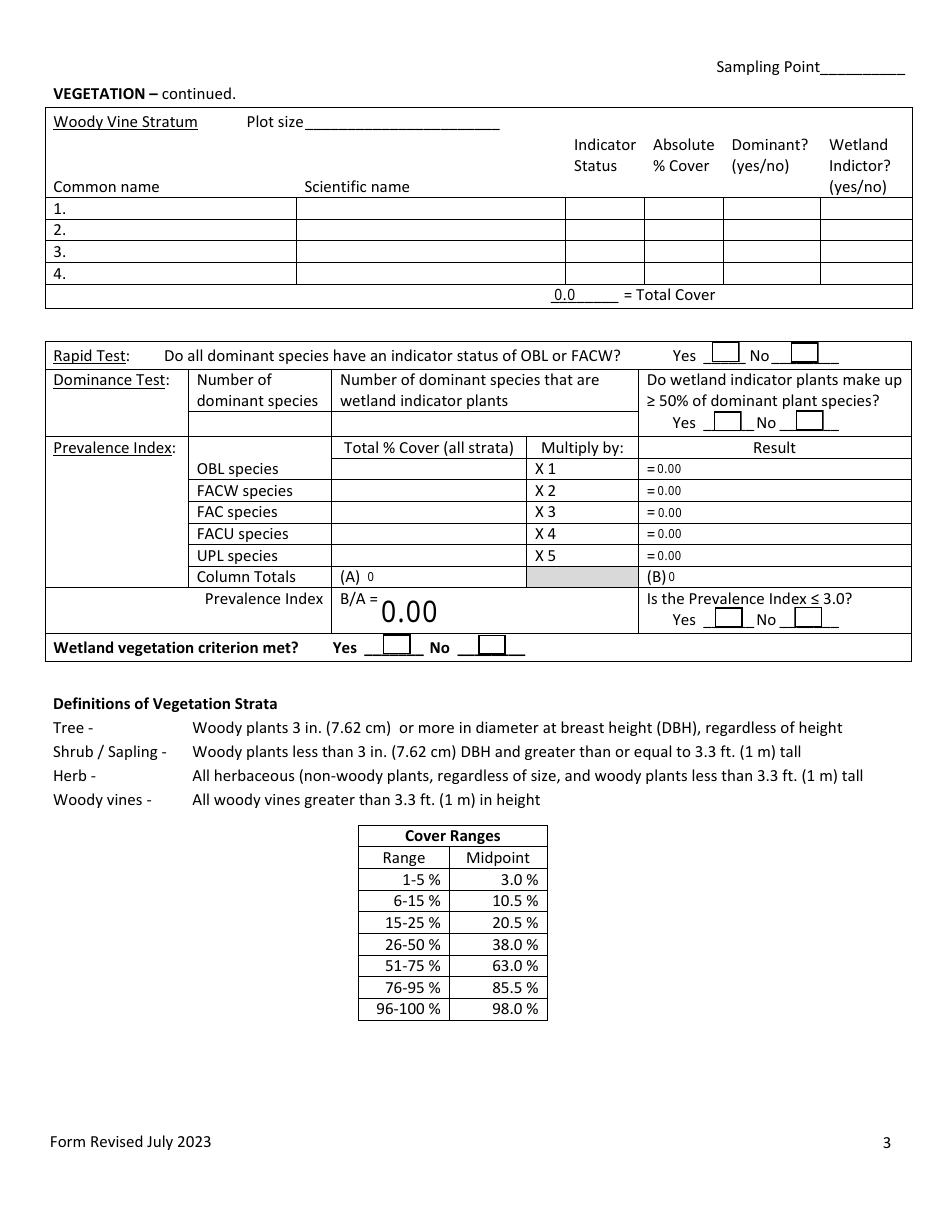 Bordering Vegetated Wetland Determination Form - Massachusetts, Page 3