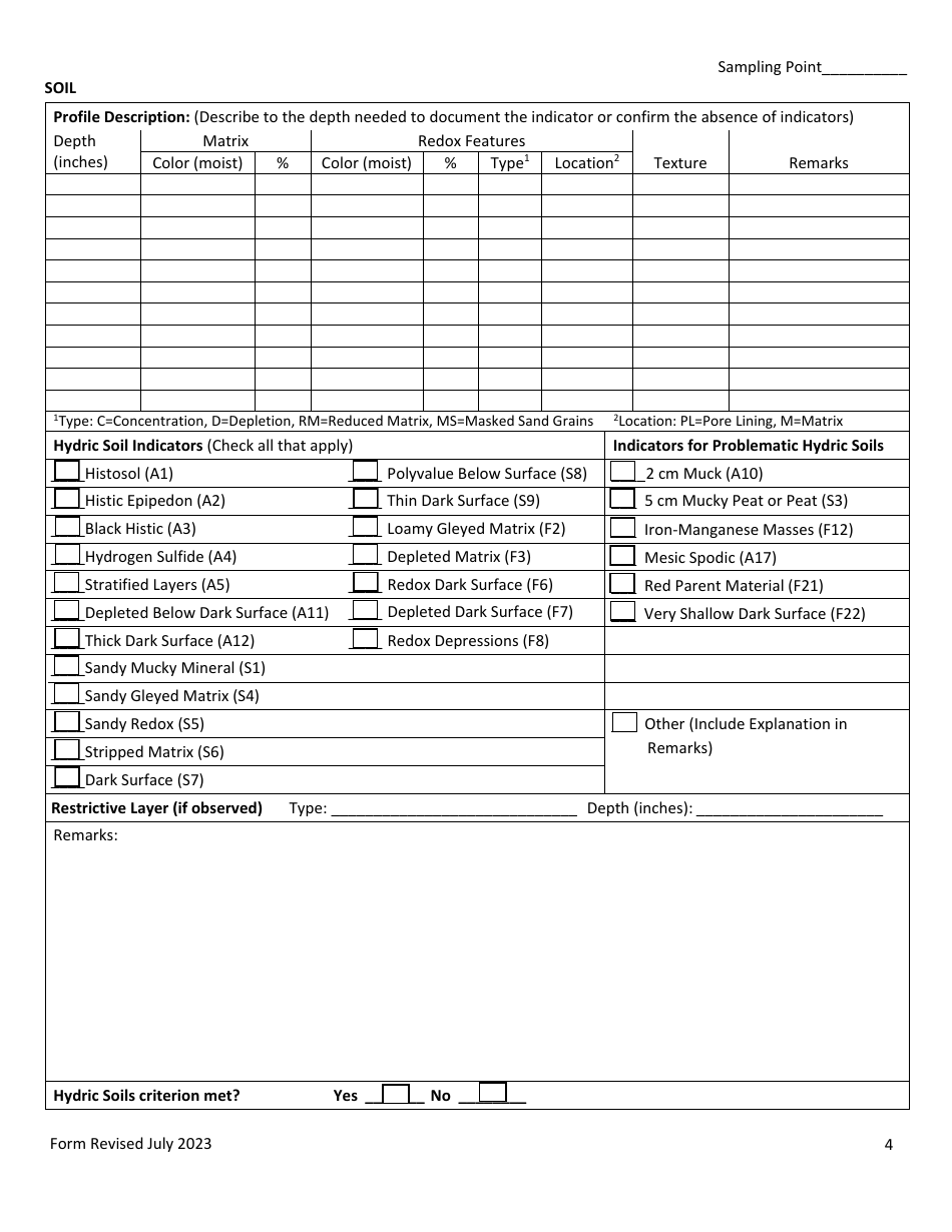 Bordering Vegetated Wetland Determination Form - Massachusetts, Page 4