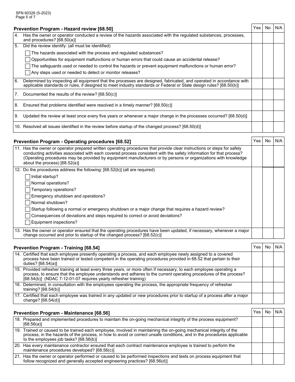 Form SFN60326 Download Fillable PDF or Fill Online RMP Program Level 1 ...