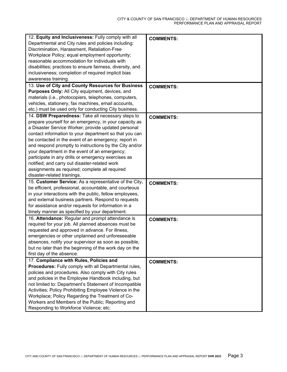 Performance Plan and Appraisal Report - City and County of San Francisco, California, Page 3