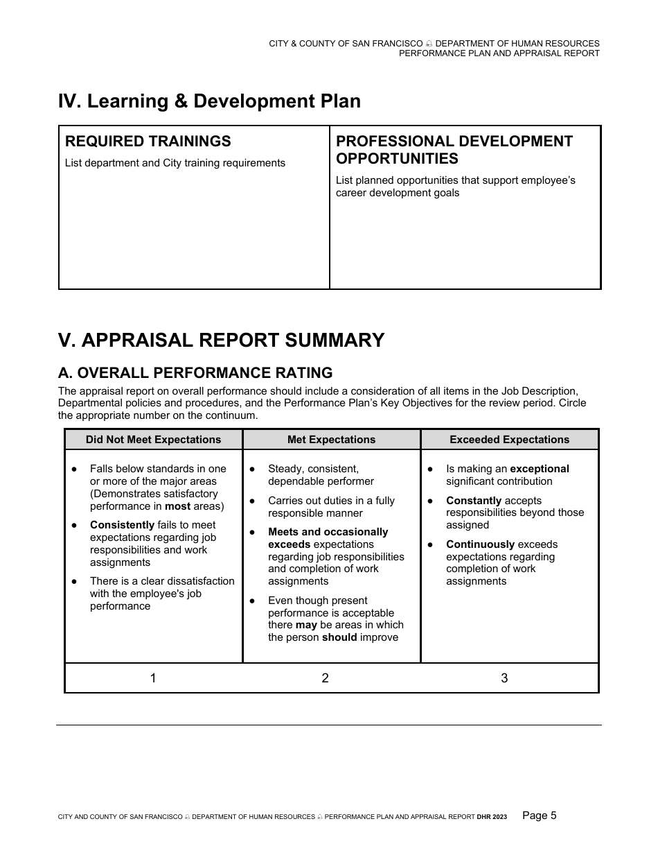 Performance Plan and Appraisal Report - City and County of San Francisco, California, Page 5