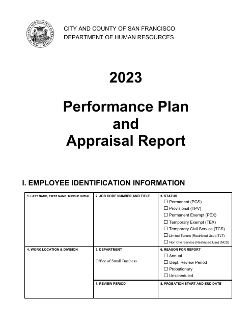 Performance Plan and Appraisal Report - City and County of San Francisco, California Download Pdf