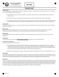 Form AU-207 Qualified Investment Company (Qic) Election - New Hampshire, Page 2