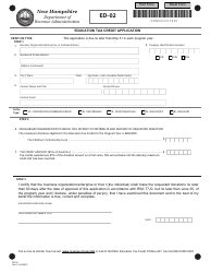 Document preview: Form ED-02 Education Tax Credit Application - New Hampshire