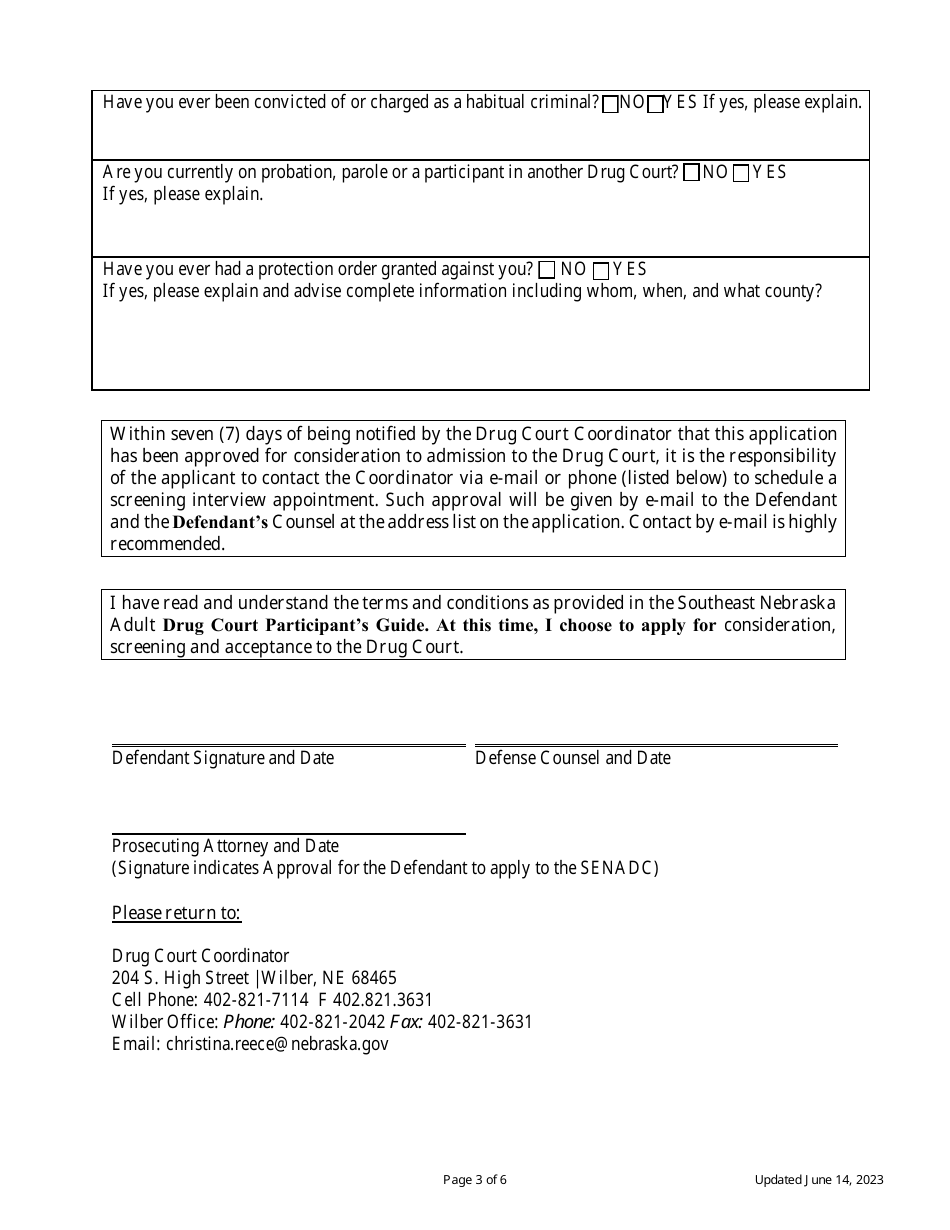Screening Application - Nebraska, Page 3